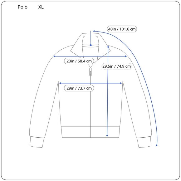 Polo Ralph Lauren Navy Track Jacket XL Full-Zip Cotton Blend With White Stripes - Picture 2 of 6